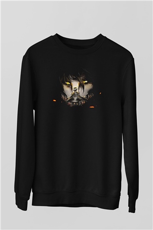 Attack On Titan Baskılı Unisex Siyah Sweatshirt