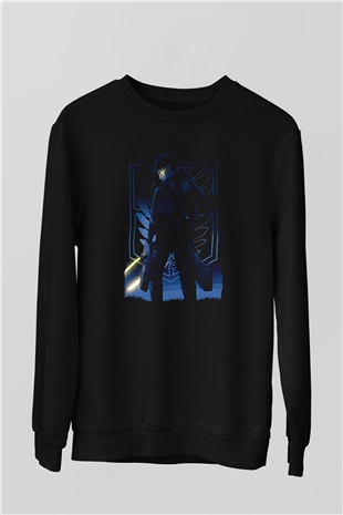 Attack On Titan Baskılı Unisex Siyah Sweatshirt