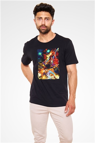 Attack On Titan Baskılı Unisex Siyah Tişört - Tshirt