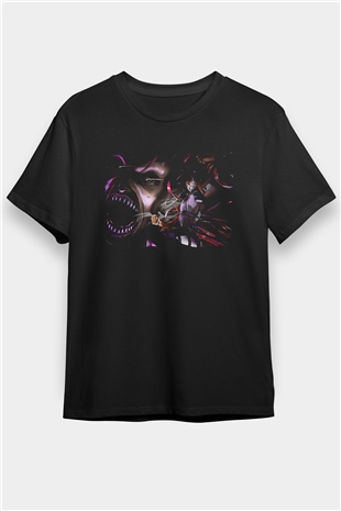 Attack On Titan Baskılı Unisex Siyah Tişört - Tshirt