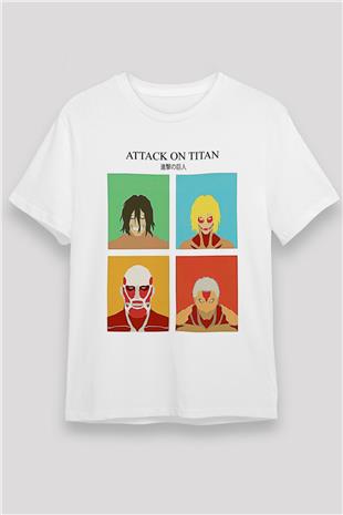 Attack On Titan Baskılı Unisex Siyah Tişört - Tshirt