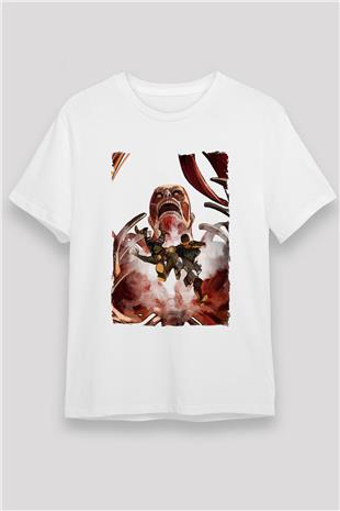 Attack On Titan Baskılı Unisex Siyah Tişört - Tshirt