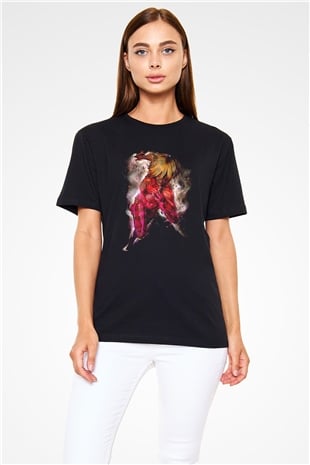 Attack On Titan Baskılı Unisex Siyah Tişört - Tshirt