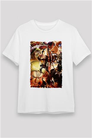 Attack On Titan Baskılı Unisex Siyah Tişört - Tshirt