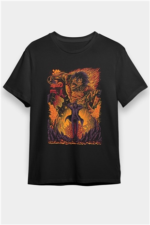 Attack On Titan Baskılı Unisex Siyah Tişört - Tshirt
