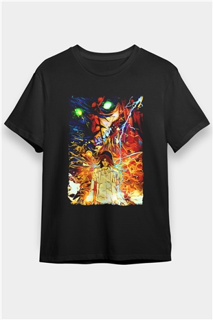 Attack On Titan Baskılı Unisex Siyah Tişört - Tshirt