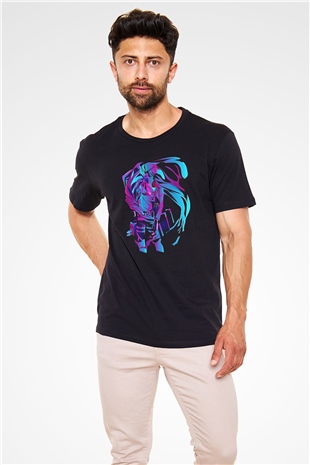 Attack On Titan Baskılı Unisex Siyah Tişört - Tshirt