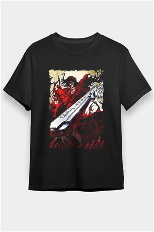 Attack On Titan Baskılı Unisex Siyah Tişört - Tshirt