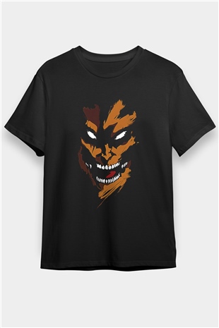 Attack On Titan Baskılı Unisex Siyah Tişört - Tshirt
