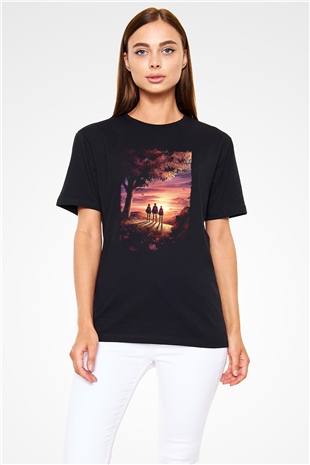 Attack On Titan Baskılı Unisex Siyah Tişört - Tshirt