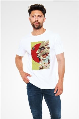 Attack On Titan Baskılı Unisex Siyah Tişört - Tshirt