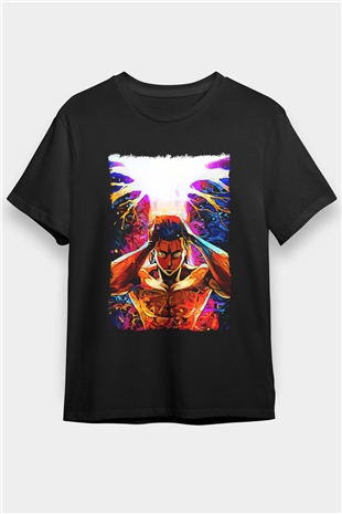 Attack On Titan Baskılı Unisex Siyah Tişört - Tshirt