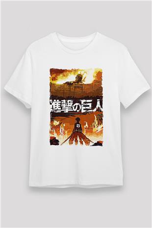 Attack On Titan Baskılı Unisex Siyah Tişört - Tshirt
