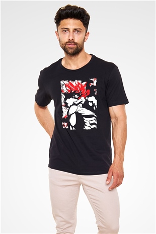 Attack On Titan Baskılı Unisex Siyah Tişört - Tshirt