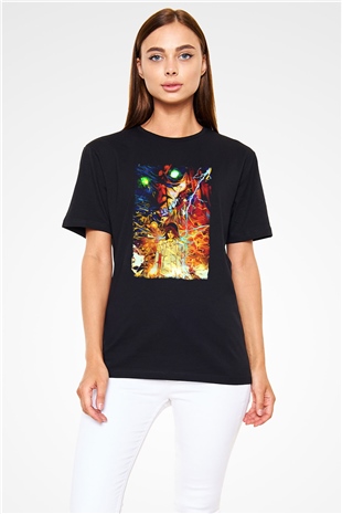 Attack On Titan Baskılı Unisex Siyah Tişört - Tshirt