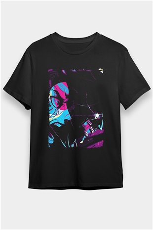 Attack On Titan Baskılı Unisex Siyah Tişört - Tshirt