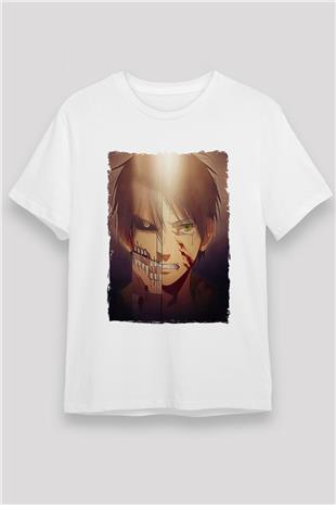 Attack On Titan Baskılı Unisex Siyah Tişört - Tshirt
