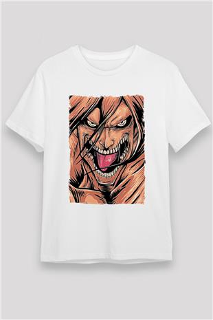 Attack On Titan Baskılı Unisex Siyah Tişört - Tshirt