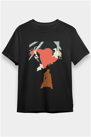 Attack On Titan Baskılı Unisex Siyah Tişört - Tshirt