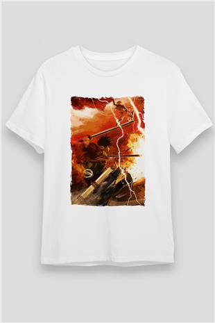 Attack On Titan Baskılı Unisex Siyah Tişört - Tshirt