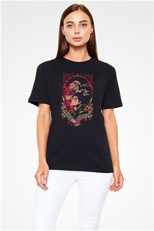 Attack On Titan Baskılı Unisex Siyah Tişört - Tshirt