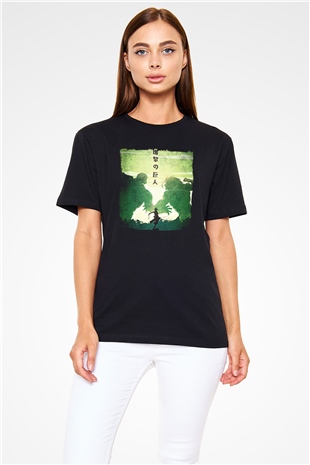 Attack On Titan Baskılı Unisex Siyah Tişört - Tshirt