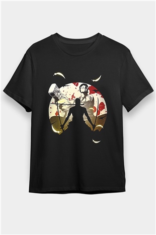 Attack On Titan Baskılı Unisex Siyah Tişört - Tshirt