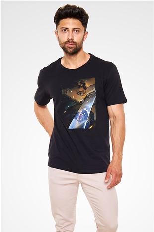 Attack On Titan Baskılı Unisex Siyah Tişört - Tshirt