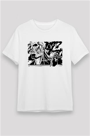 Attack On Titan Baskılı Unisex Siyah Tişört - Tshirt