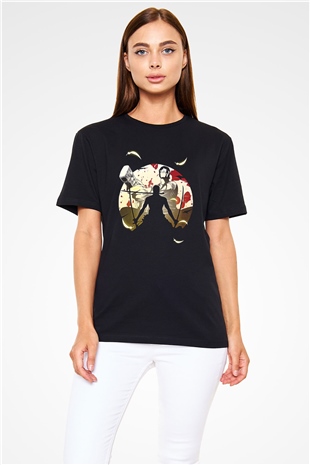 Attack On Titan Baskılı Unisex Siyah Tişört - Tshirt