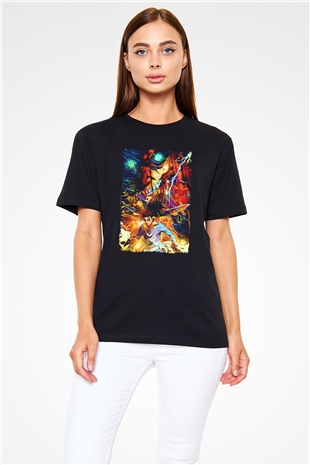 Attack On Titan Baskılı Unisex Siyah Tişört - Tshirt
