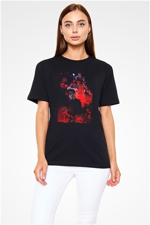 Attack On Titan Baskılı Unisex Siyah Tişört - Tshirt