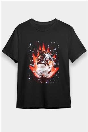 Attack On Titan Baskılı Unisex Siyah Tişört - Tshirt