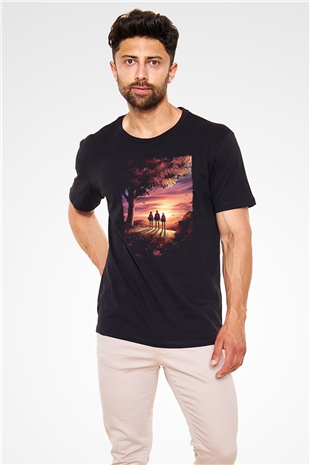 Attack On Titan Baskılı Unisex Siyah Tişört - Tshirt