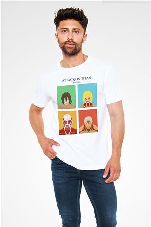 Attack On Titan Baskılı Unisex Siyah Tişört - Tshirt