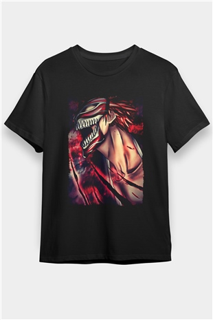 Attack On Titan Baskılı Unisex Siyah Tişört - Tshirt