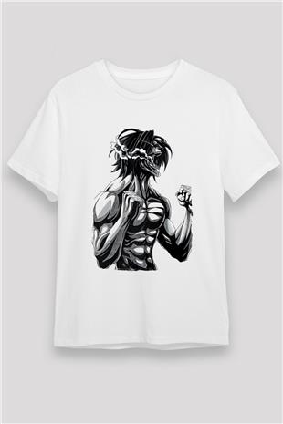 Attack On Titan Baskılı Unisex Siyah Tişört - Tshirt