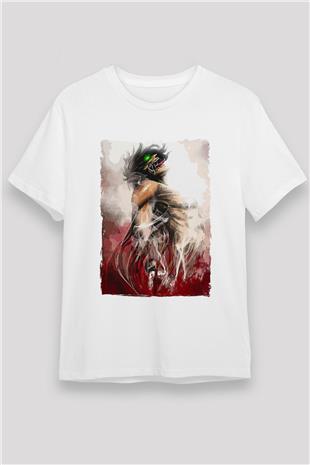 Attack On Titan Baskılı Unisex Siyah Tişört - Tshirt