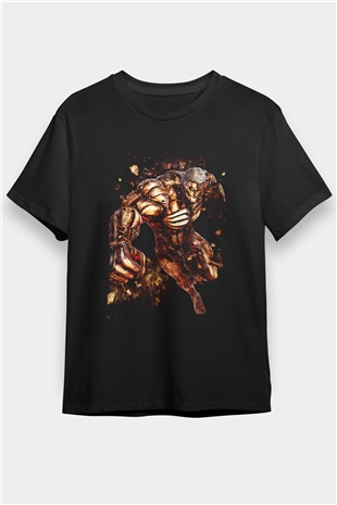 Attack On Titan Baskılı Unisex Siyah Tişört - Tshirt