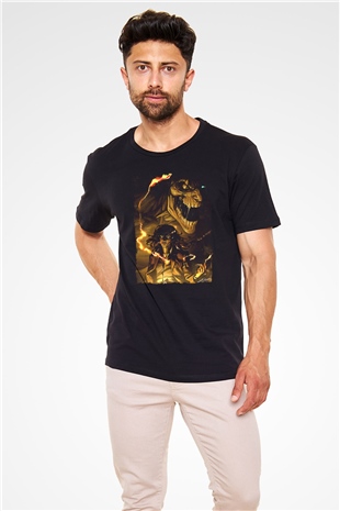 Attack On Titan Baskılı Unisex Siyah Tişört - Tshirt
