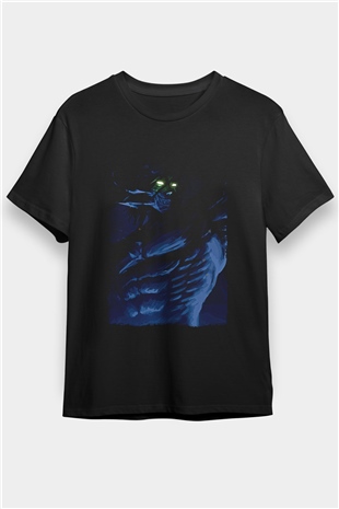 Attack On Titan Baskılı Unisex Siyah Tişört - Tshirt