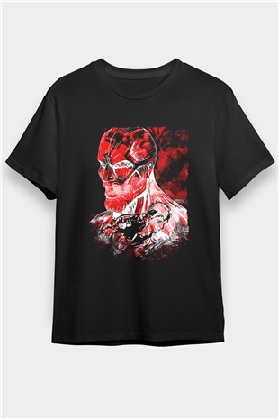 Attack On Titan Baskılı Unisex Siyah Tişört - Tshirt