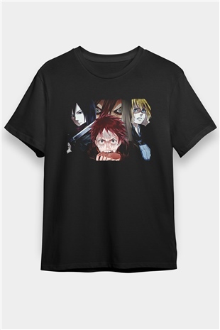 Attack On Titan Baskılı Unisex Siyah Tişört - Tshirt