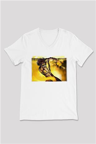 Attack On Titan Baskılı Unisex Siyah V Yaka Tişört - Tshirt