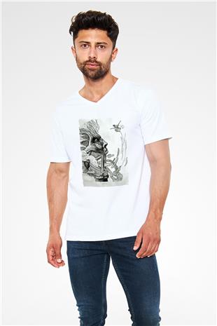 Attack On Titan Baskılı Unisex Siyah V Yaka Tişört - Tshirt