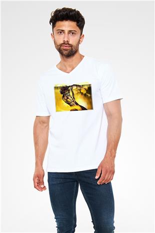 Attack On Titan Baskılı Unisex Siyah V Yaka Tişört - Tshirt
