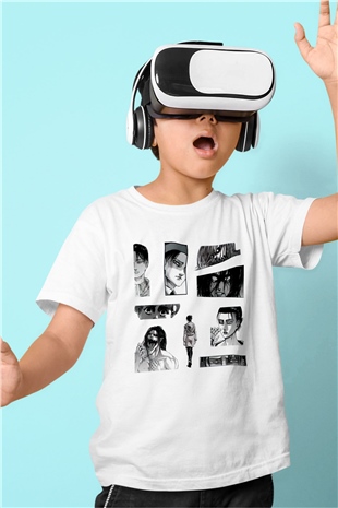 Attack on Titan Beyaz Unisex Çocuk Tişört