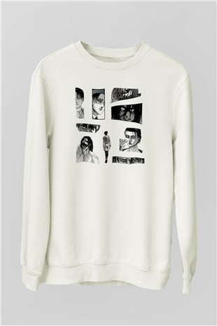 Attack on Titan Beyaz Unisex Sweatshirt