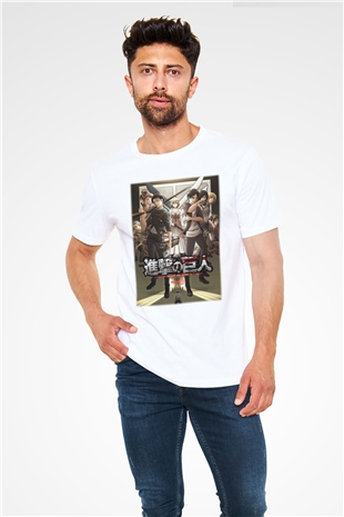 Attack on Titan Beyaz Unisex Tişört T-Shirt