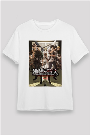 Attack on Titan Beyaz Unisex Tişört T-Shirt